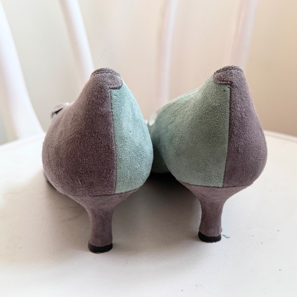 Ginza Kanematsu Suede Two Tone Kitten Heel Mary Jane Shoes sz 7 - Picture 3 of 4